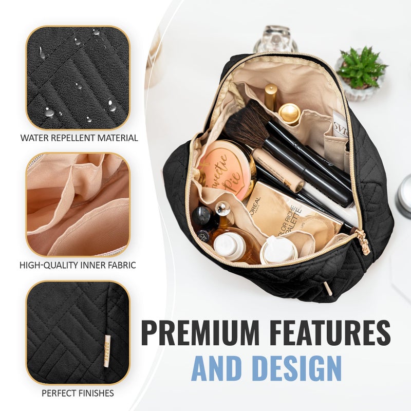 BOACAY Large Makeup Bag  Travel Cosmetic Pouch for Women  Girls & Kids  Zipper Toiletry Organizer for Purse  Kit Case for Accessories  Brushes - Image 5